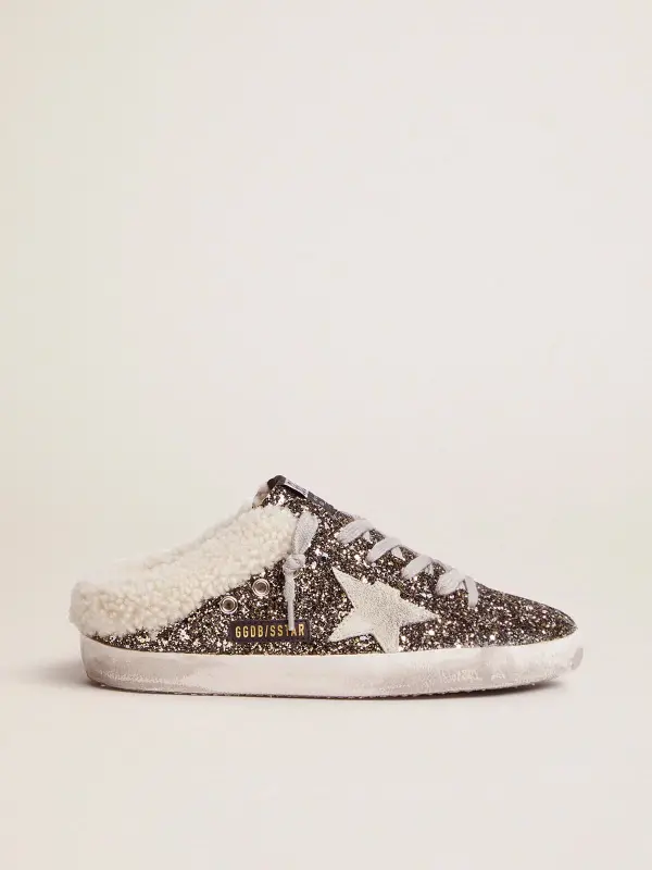 Women’s Super-Star Sabot with glitter and shearling interior online