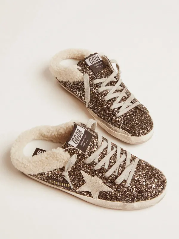 Women’s Super-Star Sabot with glitter and shearling interior online