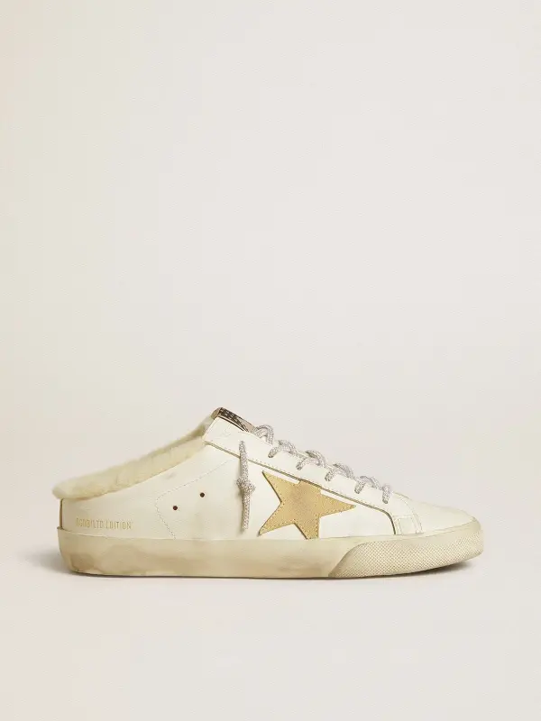 Women’s Super-Star Sabots with gold suede star and shearling lining online