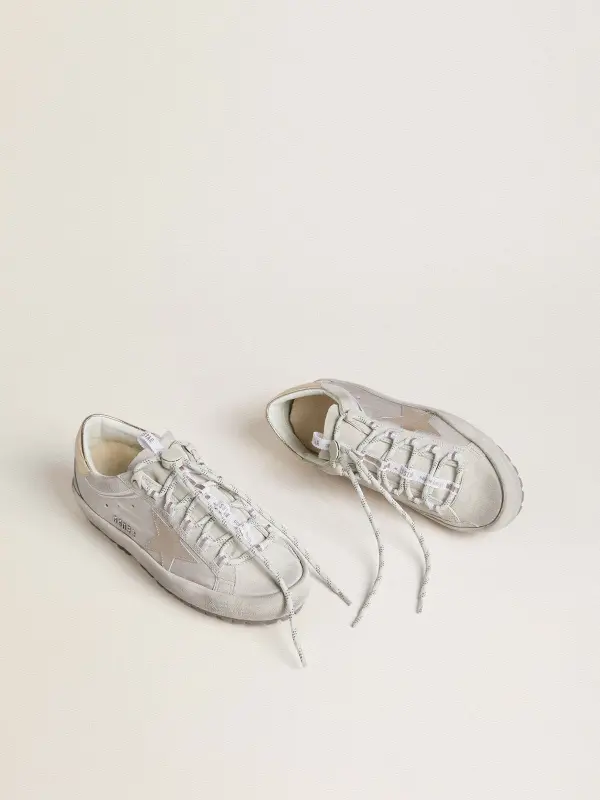 Women’s Super-Star Ski in light gray nylon with metallic leather star and heel tab online