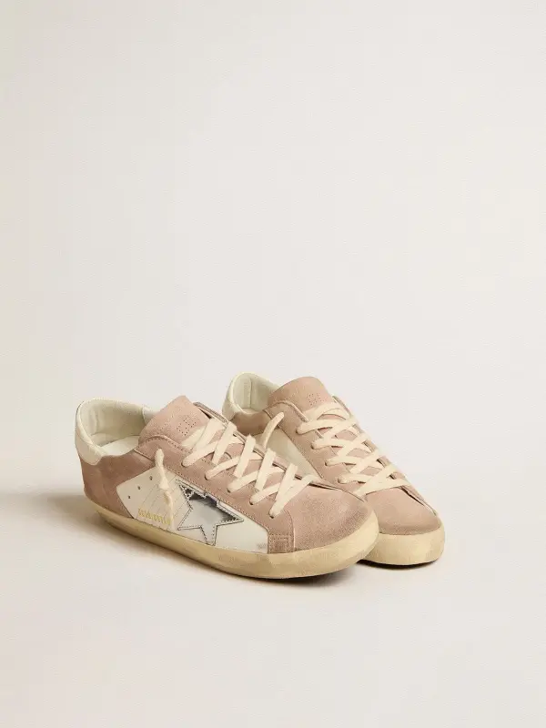 Women’s Super-Star sneakers in pink suede with silver metallic leather star online