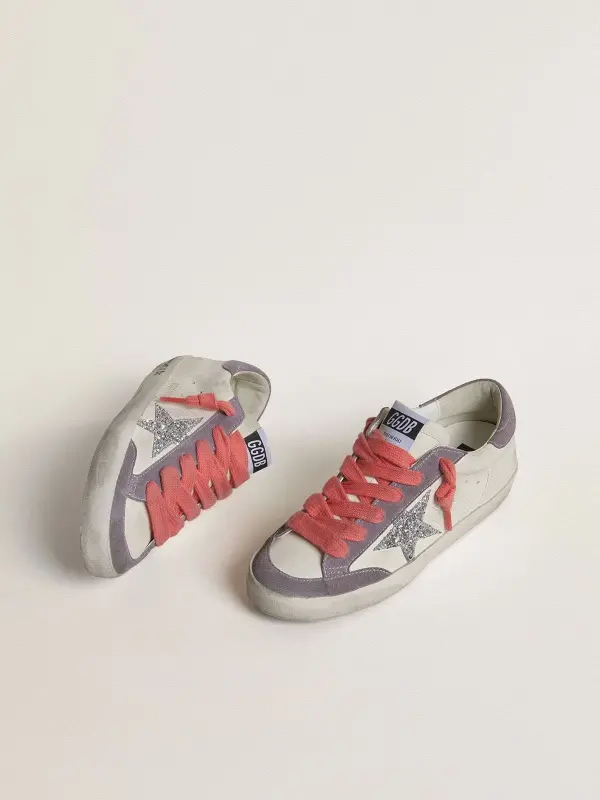 Women’s Super-Star with silver glitter star and lilac suede heel tab online
