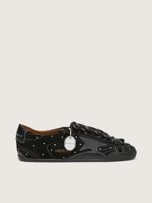 Women’s True-Star in black suede with Swarovski crystals and black leather star online
