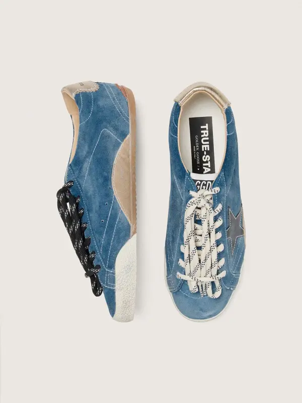 Women’s True-Star in teal suede with black star and cream heel tab online