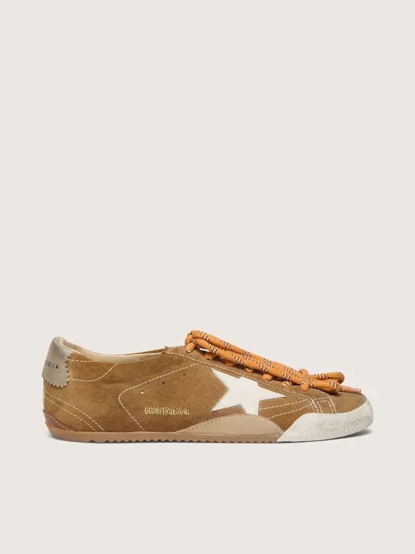 Women’s True-Star in tobacco-colored suede with white star and platinum heel tab online