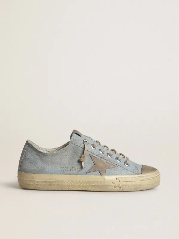 Women’s V-Star in light blue canvas with dove-gray leather star online