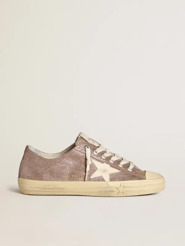 Women’s V-Star in light brown metallic suede with cream leather star online
