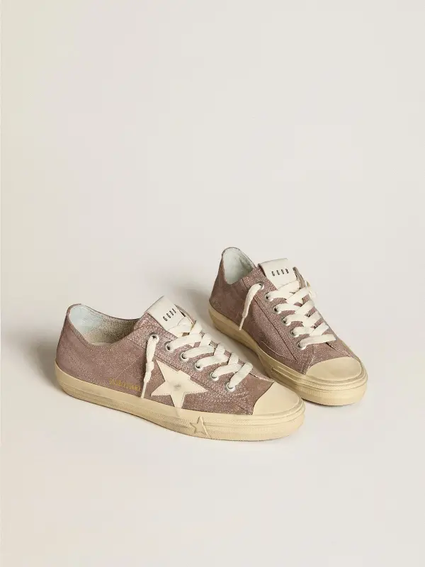 Women’s V-Star in light brown metallic suede with cream leather star online