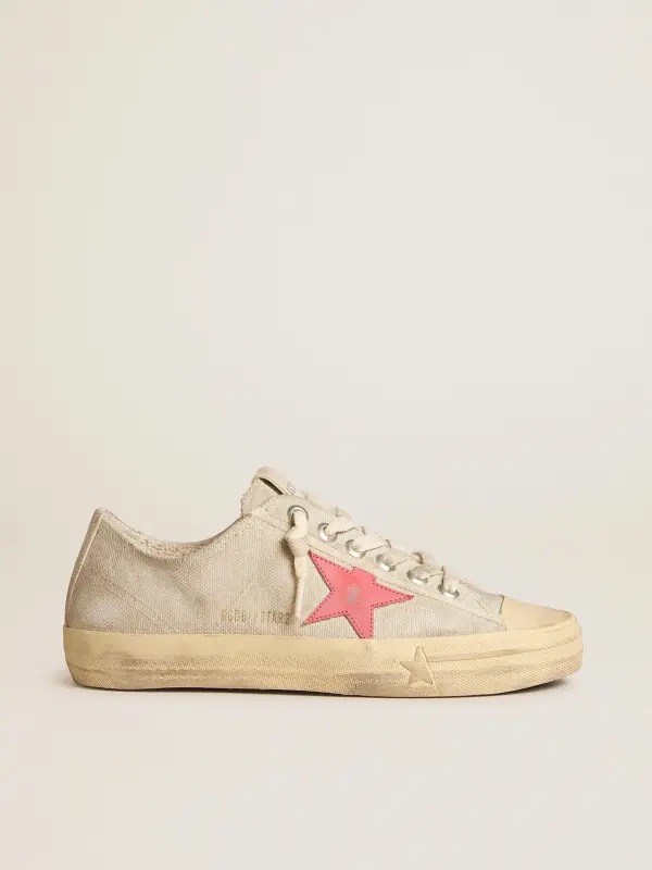 Women’s V-Star in light gray canvas with a red leather star online