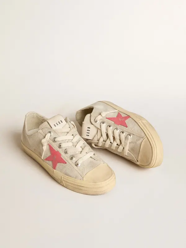 Women’s V-Star in light gray canvas with a red leather star online
