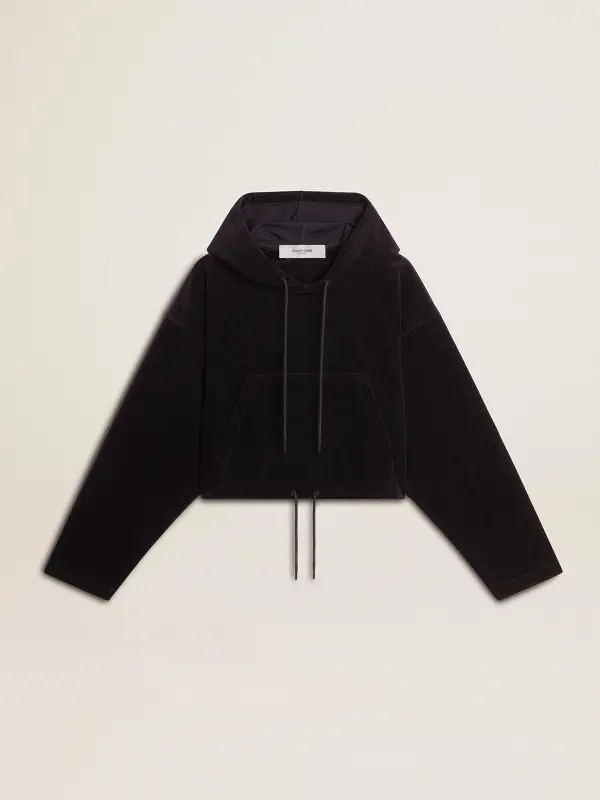 Women’s black chenille sweatshirt with embroidery on the back online