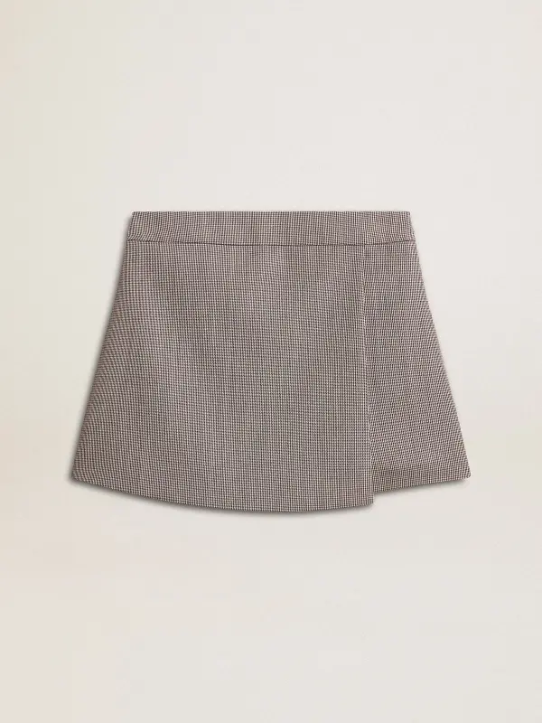 Women’s gray mini shorts in houndstooth wool online