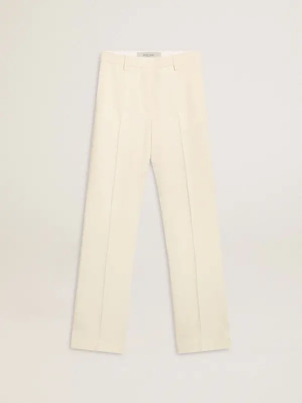 Women’s loose pants in worn-white tailored fabric online