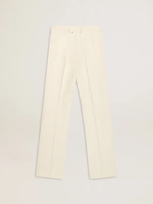 Women’s loose pants in worn-white tailored fabric online