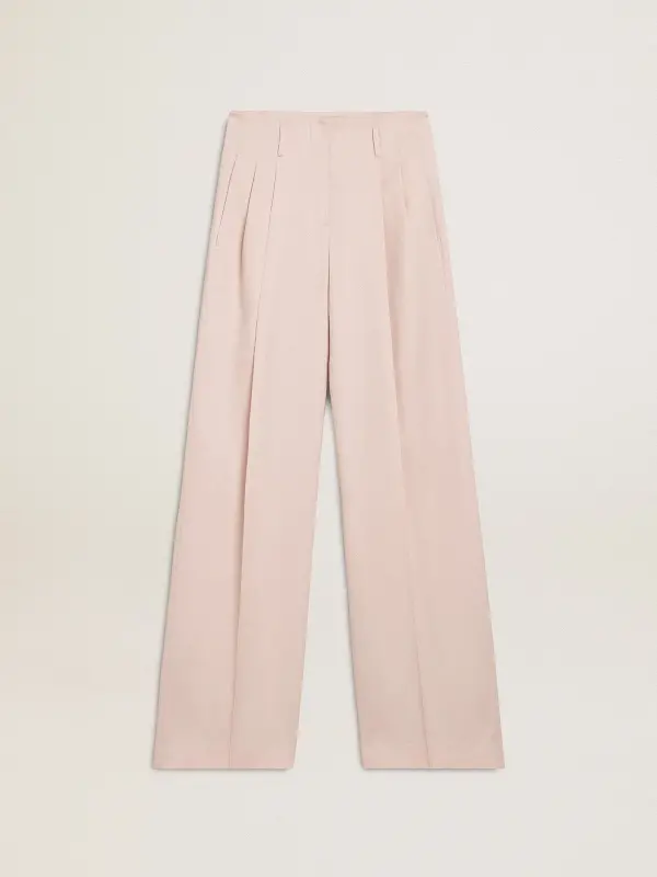 Women’s pants in pink tailored wool fabric online