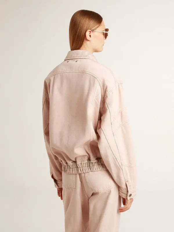 Women’s pink dyed denim bomber jacket online