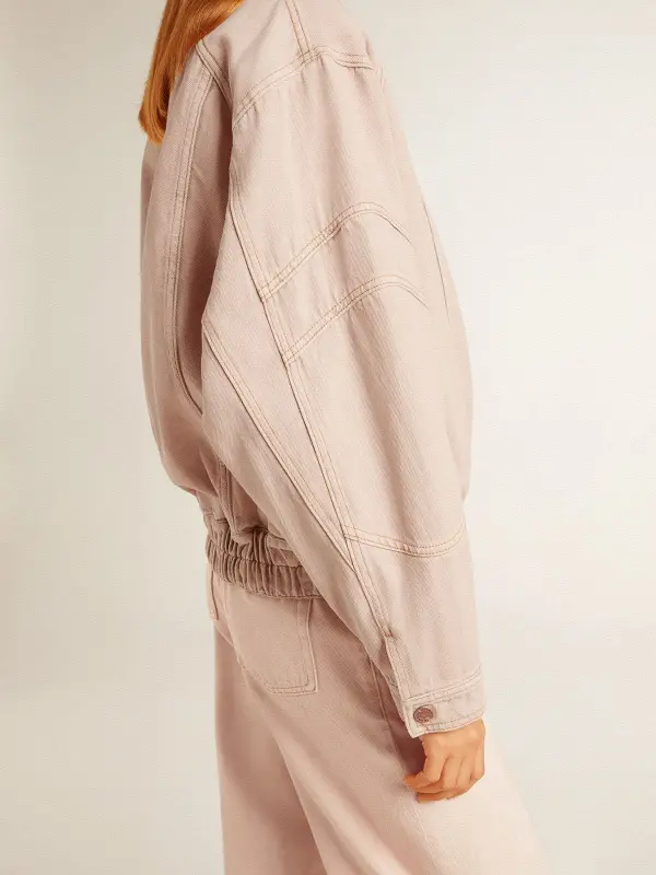 Women’s pink dyed denim bomber jacket online