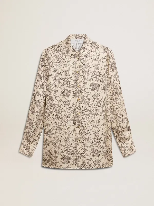 Women’s silk blend pajama shirt with a floral print online